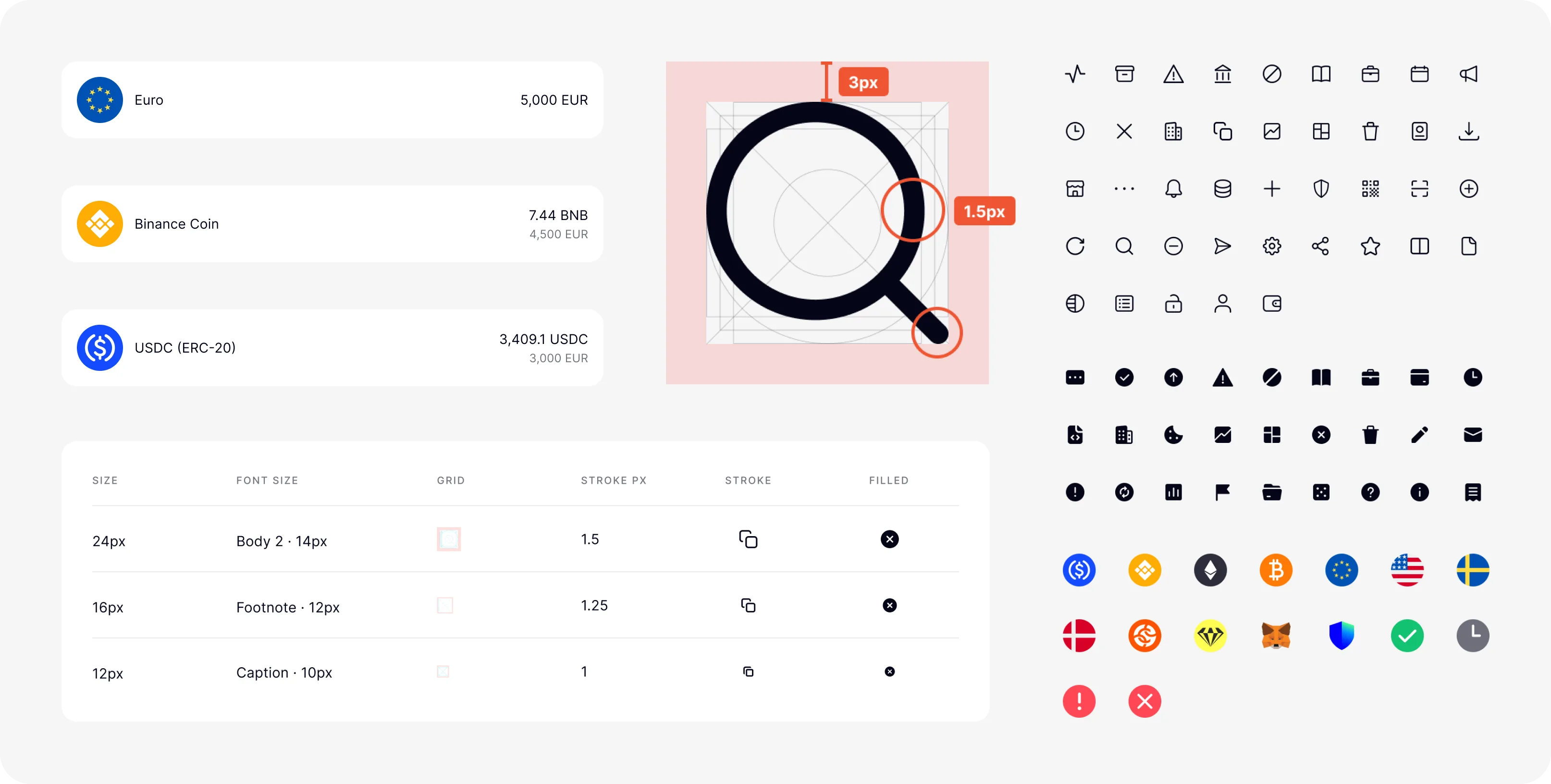 Icon library grid