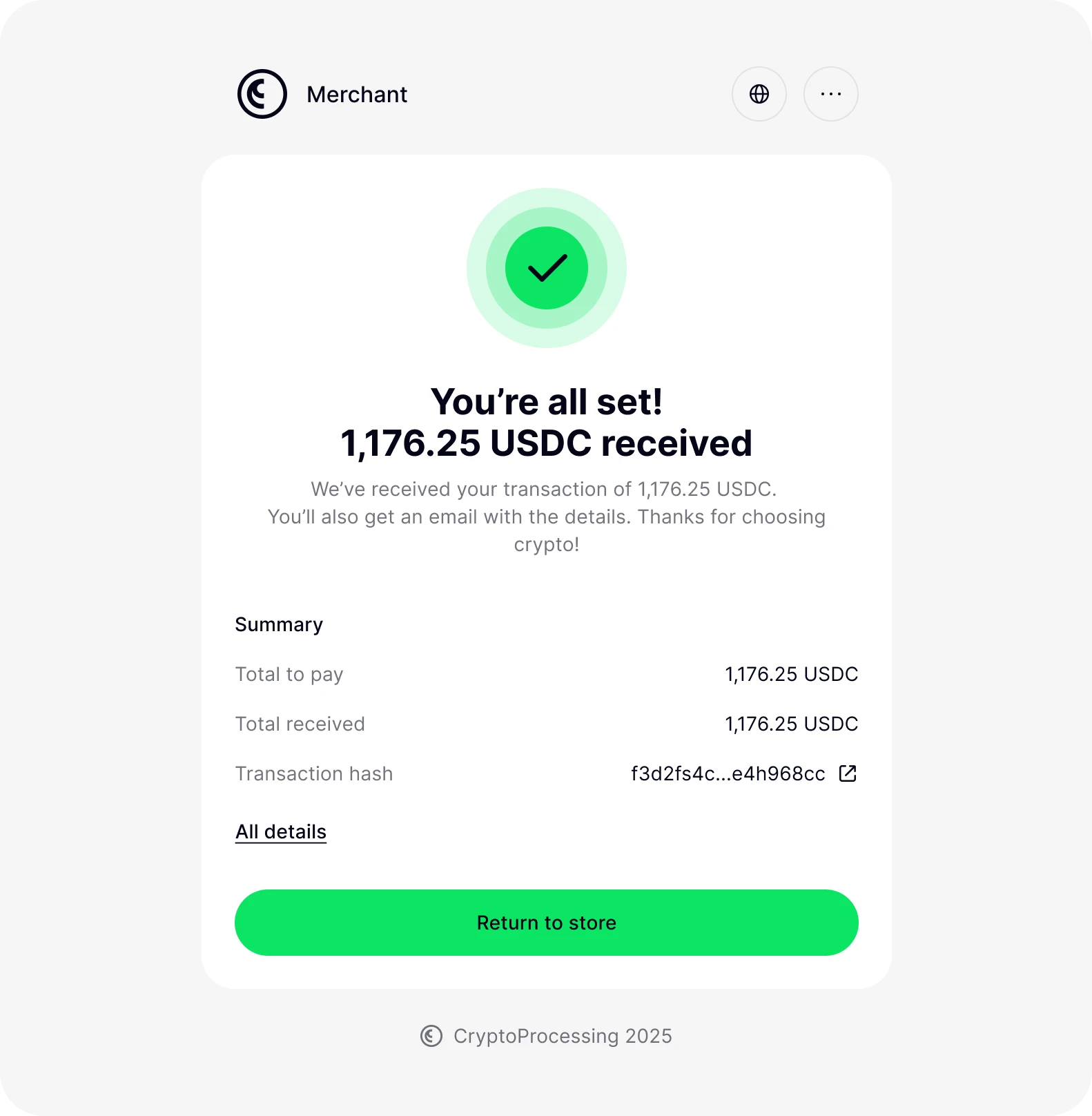 Payment success state