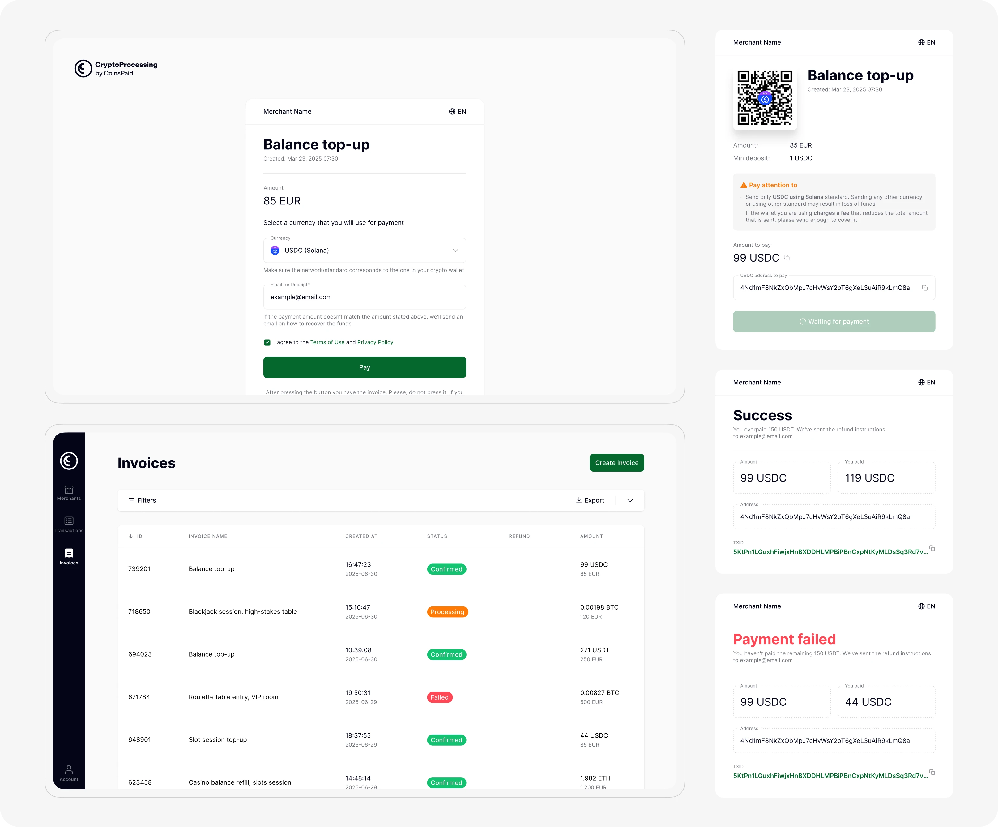 Original payment form before redesign
